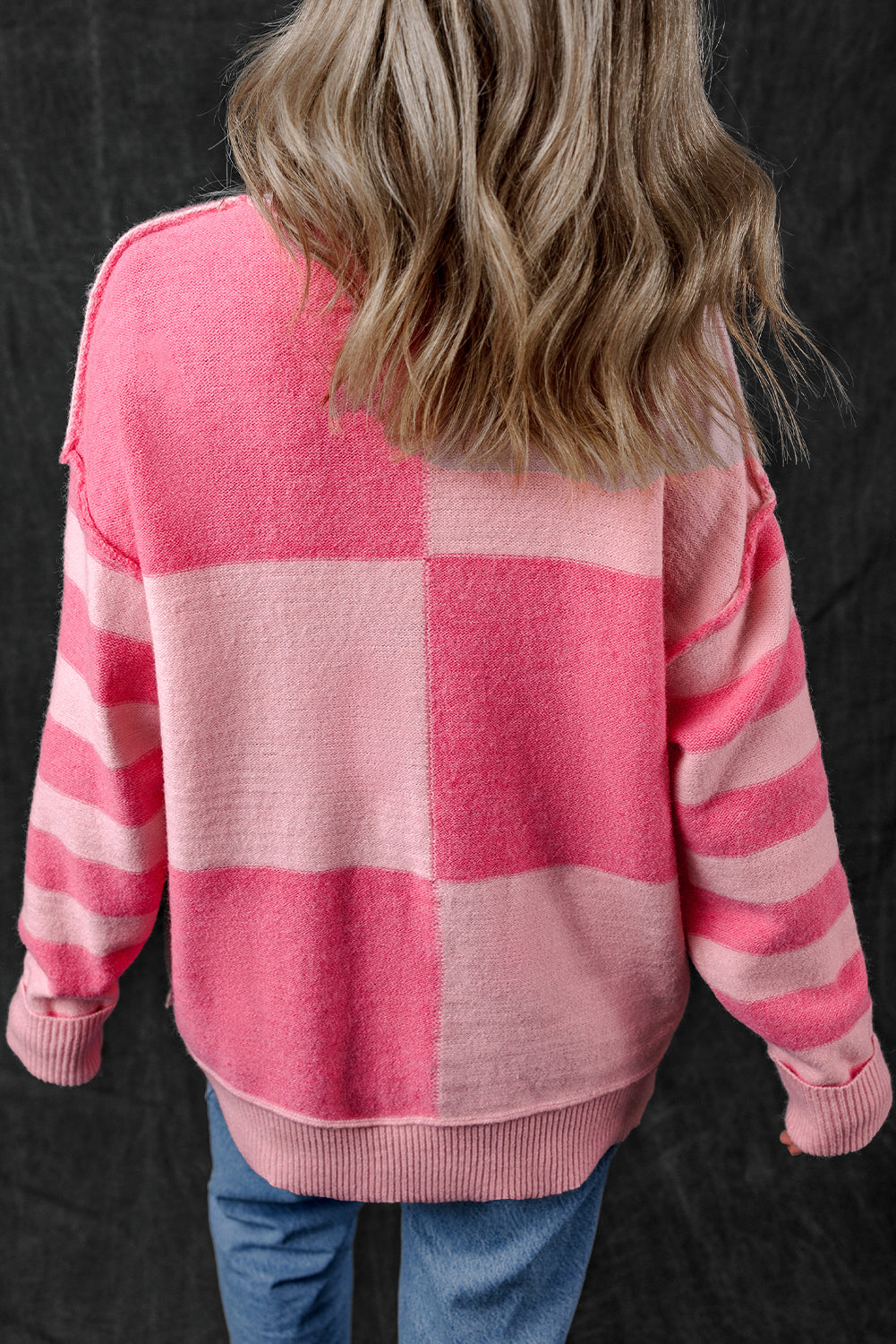 Colorblock Checker Stripe Sweater