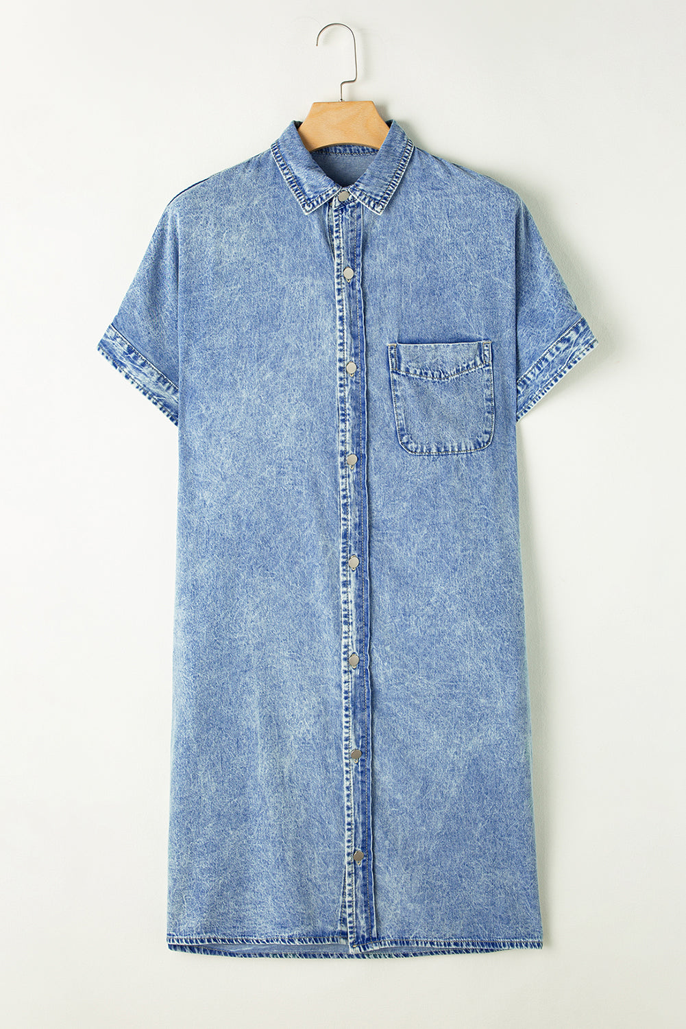 Chambray Acid Washed Shirt Dress