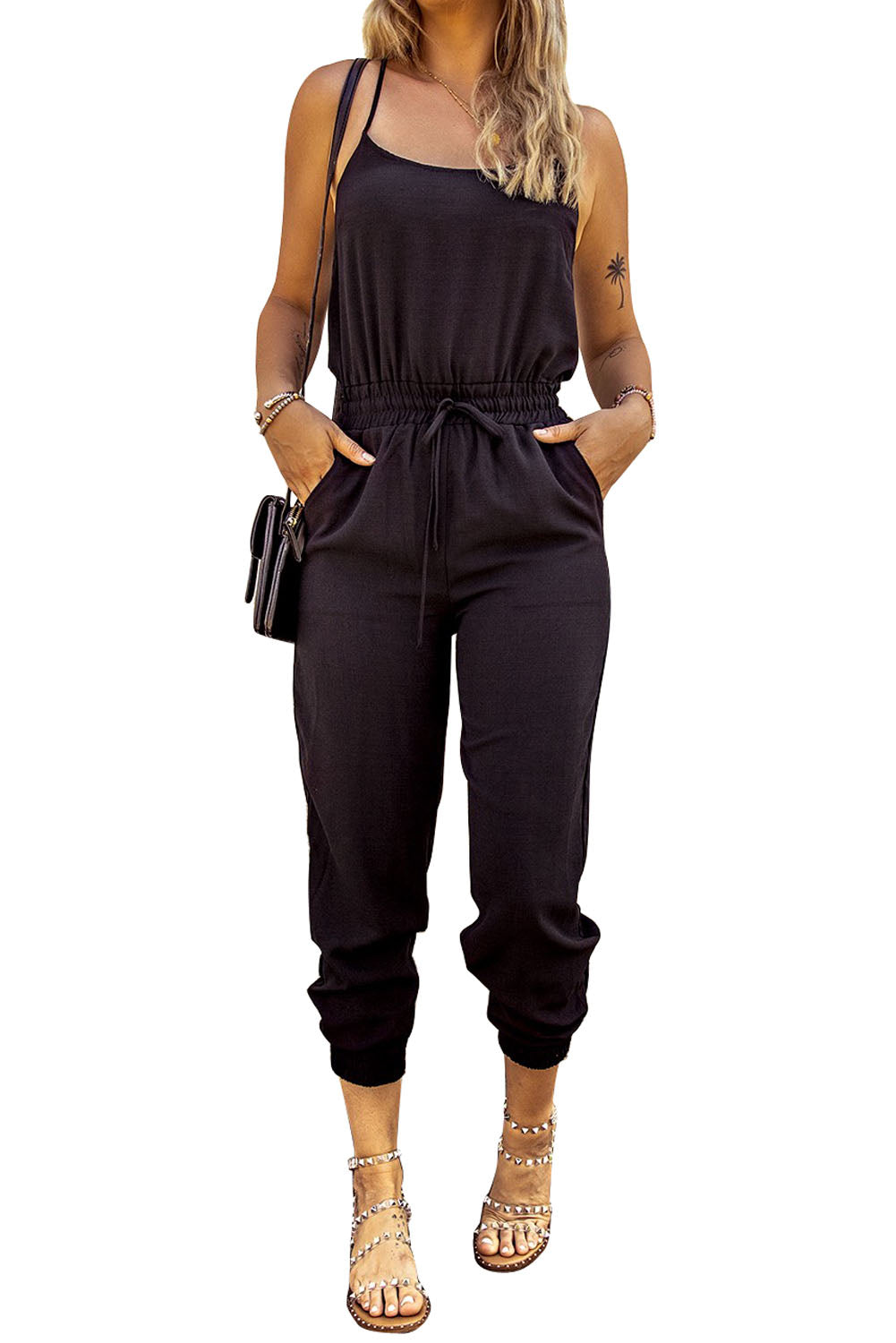 Solid Spaghetti Straps Jumpsuit