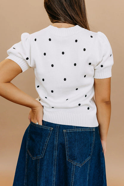 Polka Dot Bubble Short Sleeve Sweater