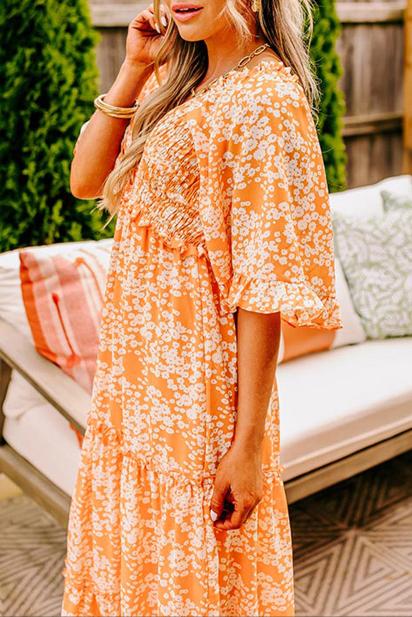 Floral Wide Sleeve Maxi Dress