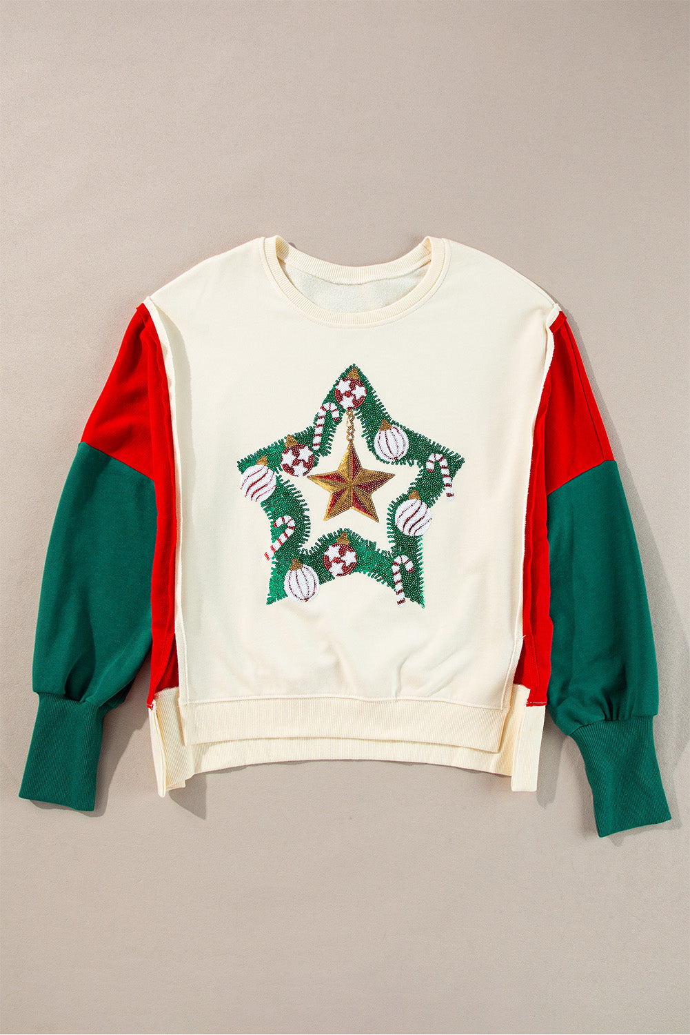 Star Wreath Colorblock Christmas Sweatshirt