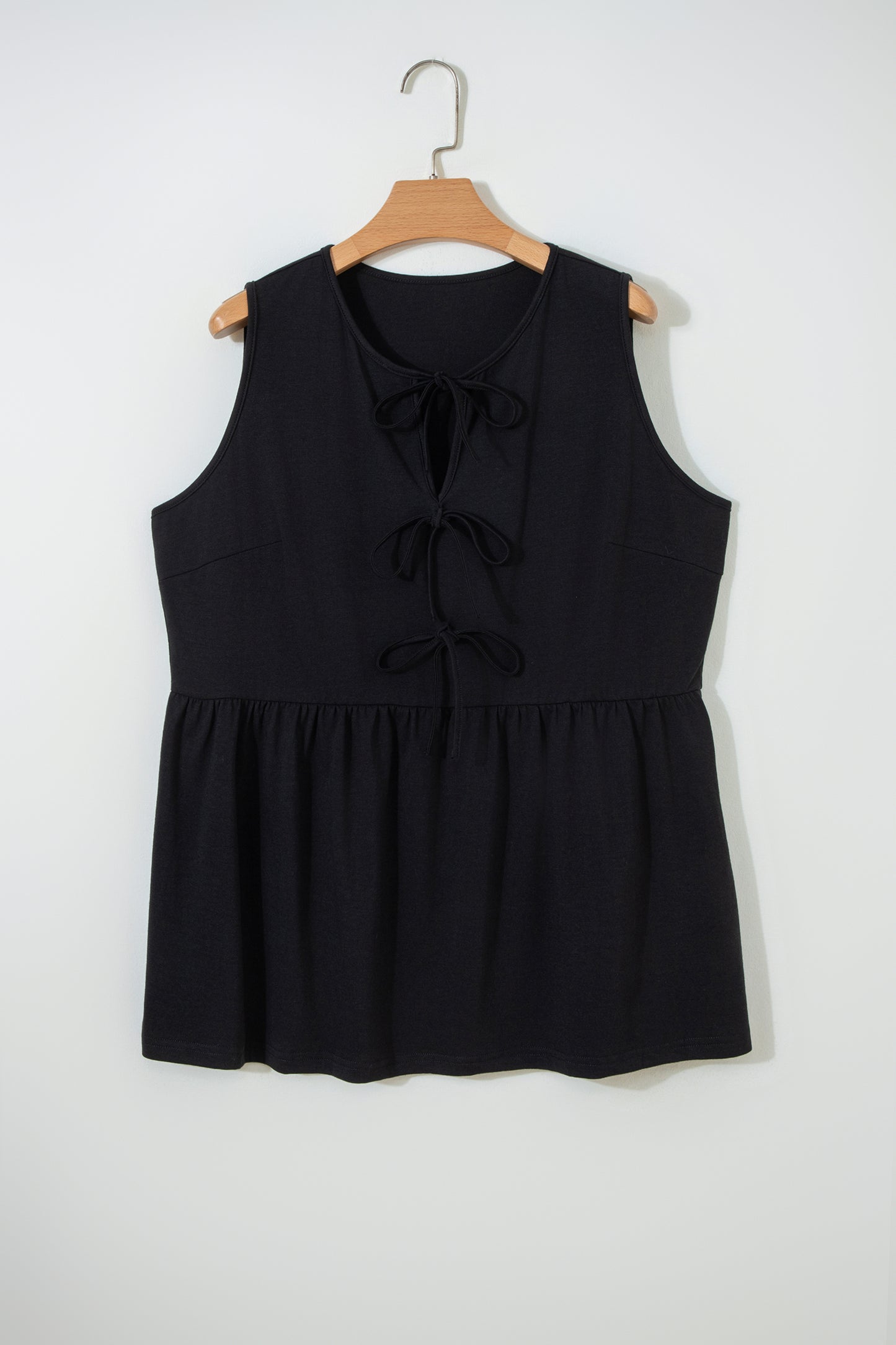 Plus Size Solid Bow-Tie Peplum Tank Top