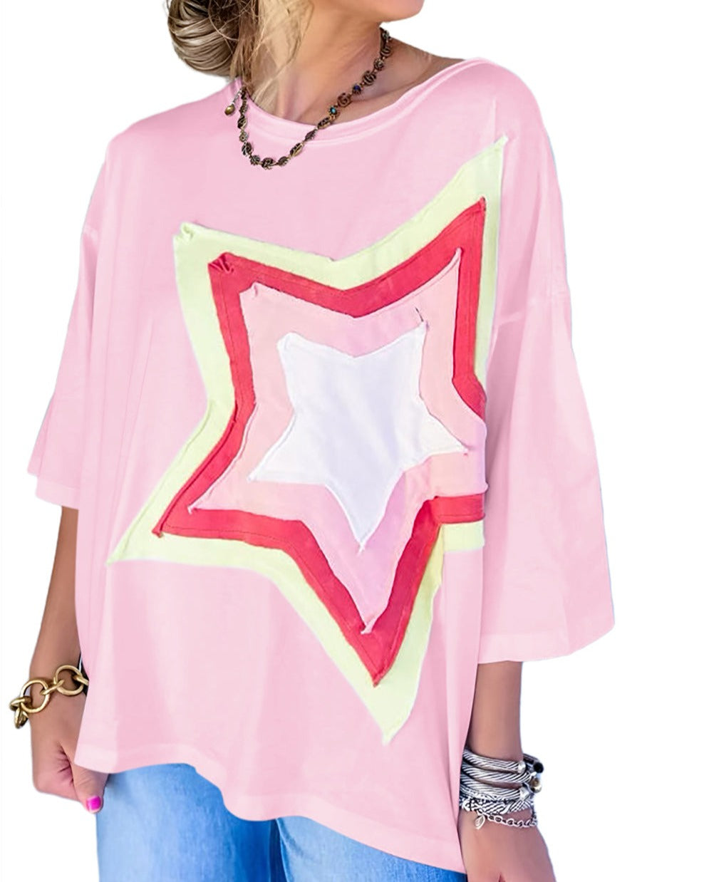 Star Colorblock Oversized Tee