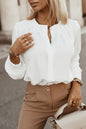 Pleated Crewneck Puff Sleeve Shirt