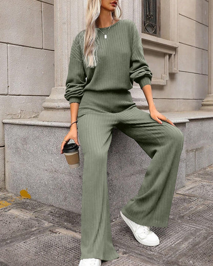 Ribbed Knit Keyhole Back Jumpsuit