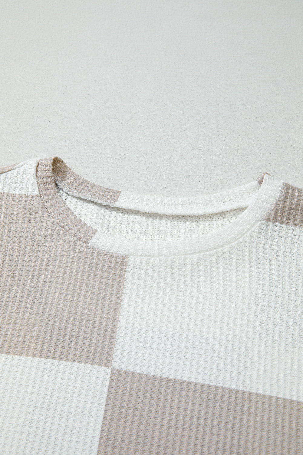 Checker Waffle Knit Long Sleeve Top