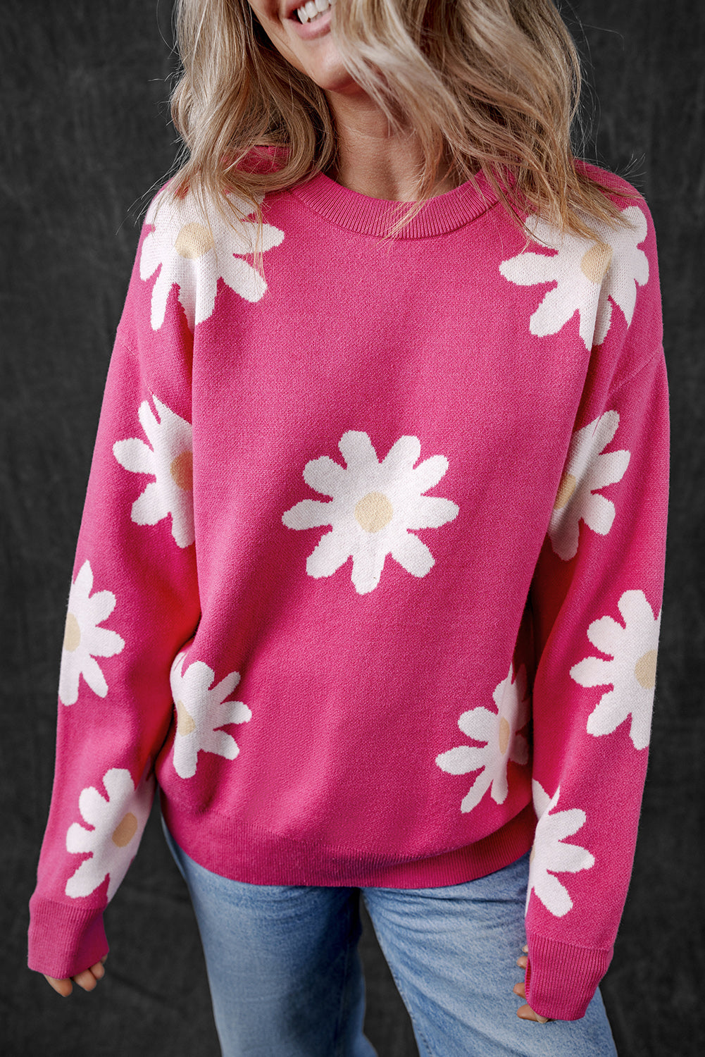 Floral Crewneck Long Sleeve Sweater