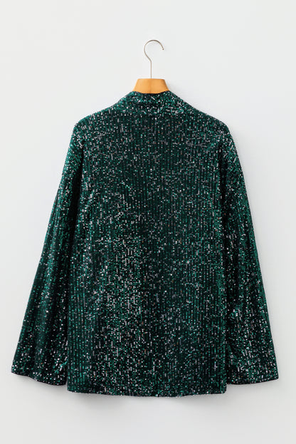 Sequin Open-Front Long Sleeve Cardigan