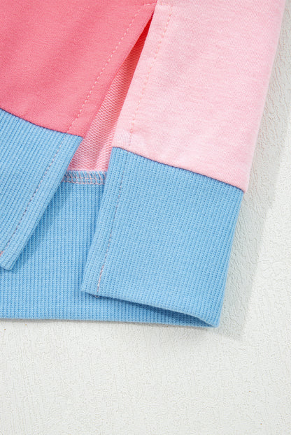 Floral Colorblock Patchwork Chest Pocket Long Sleeve Top