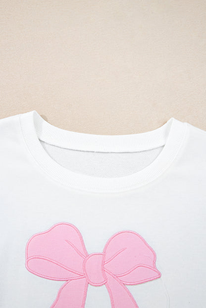 Plus Size Bow Tie Drop Shoulder Sweatshirt