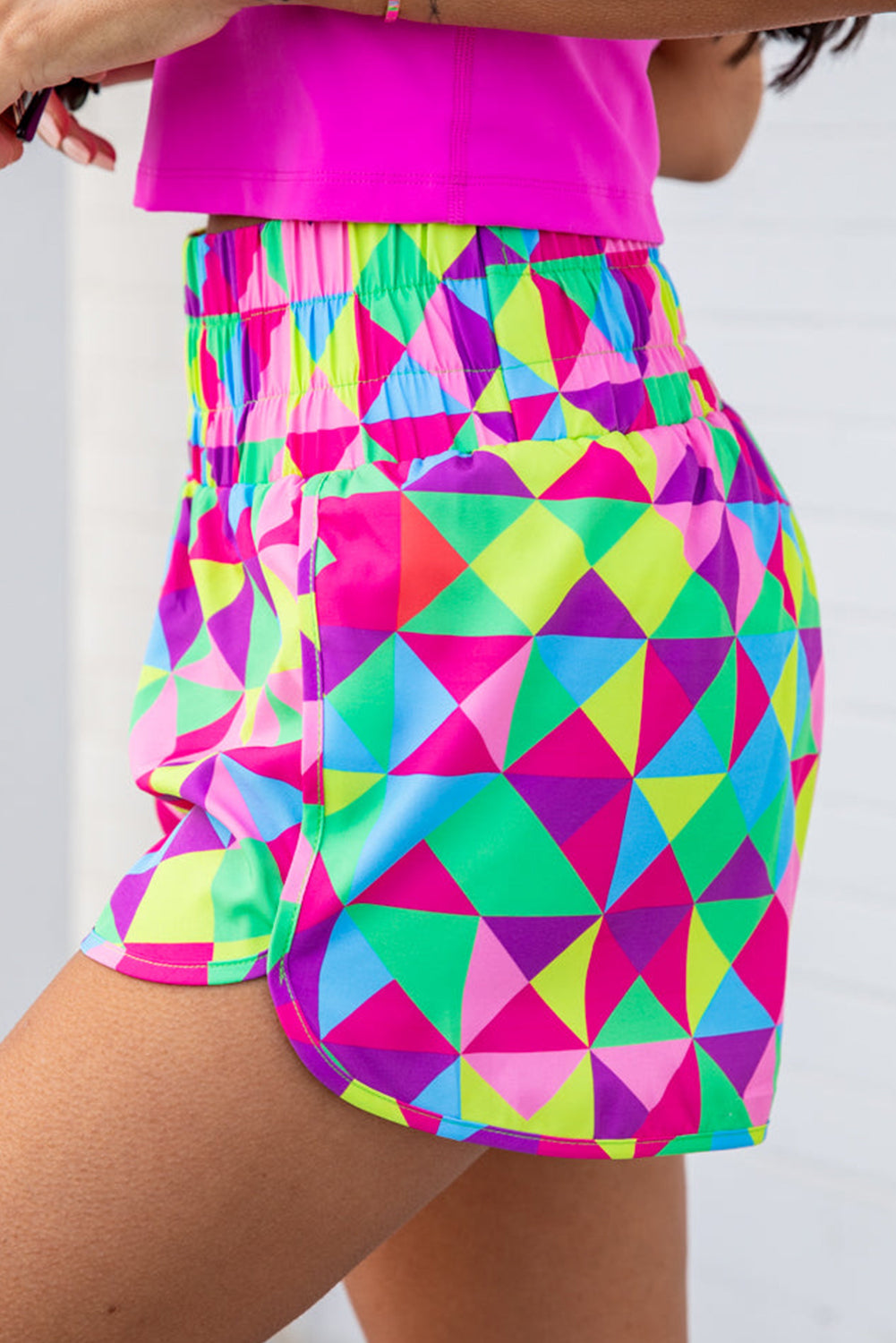 Abstract High Waist Athletic Shorts