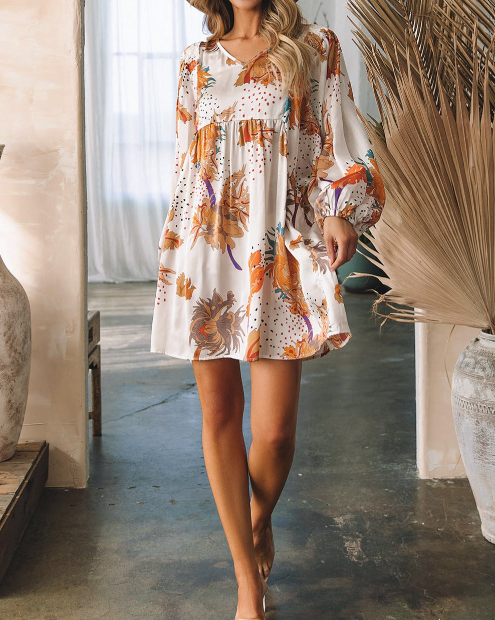 Floral Dotted Shift Dress