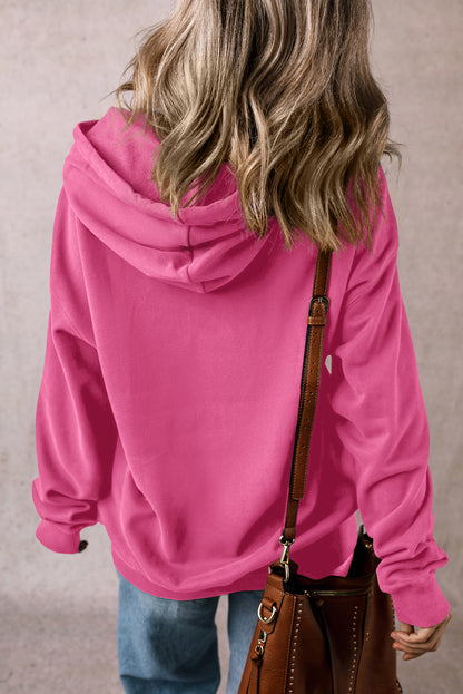 Solid Kangaroo Pocket Drawstring Hoodie