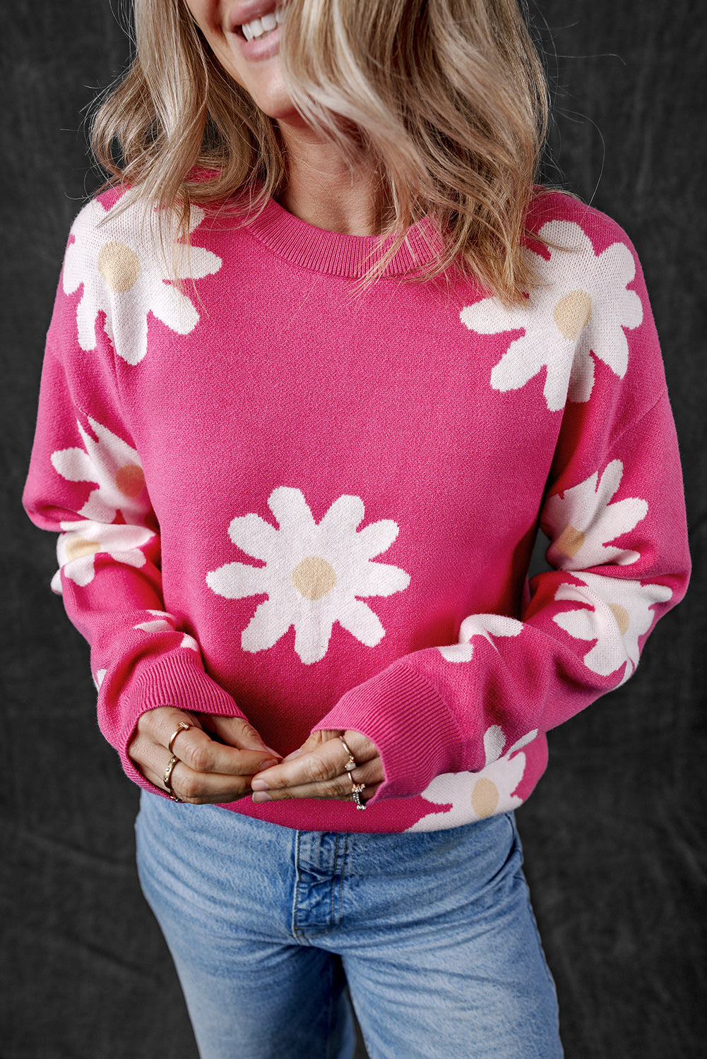 Floral Crewneck Long Sleeve Sweater