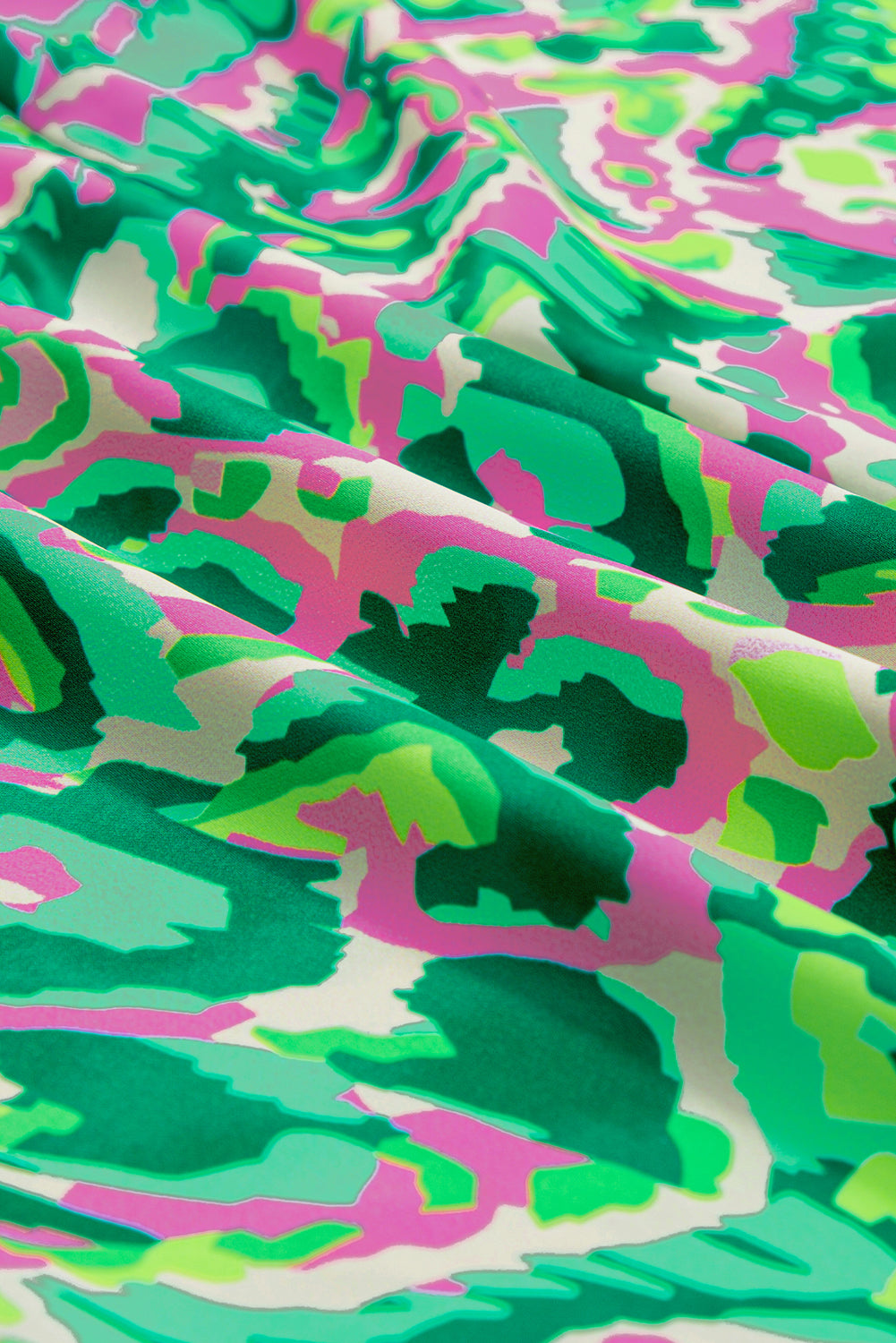 Abstract Ruffle Trim Tied Neck Tank Top