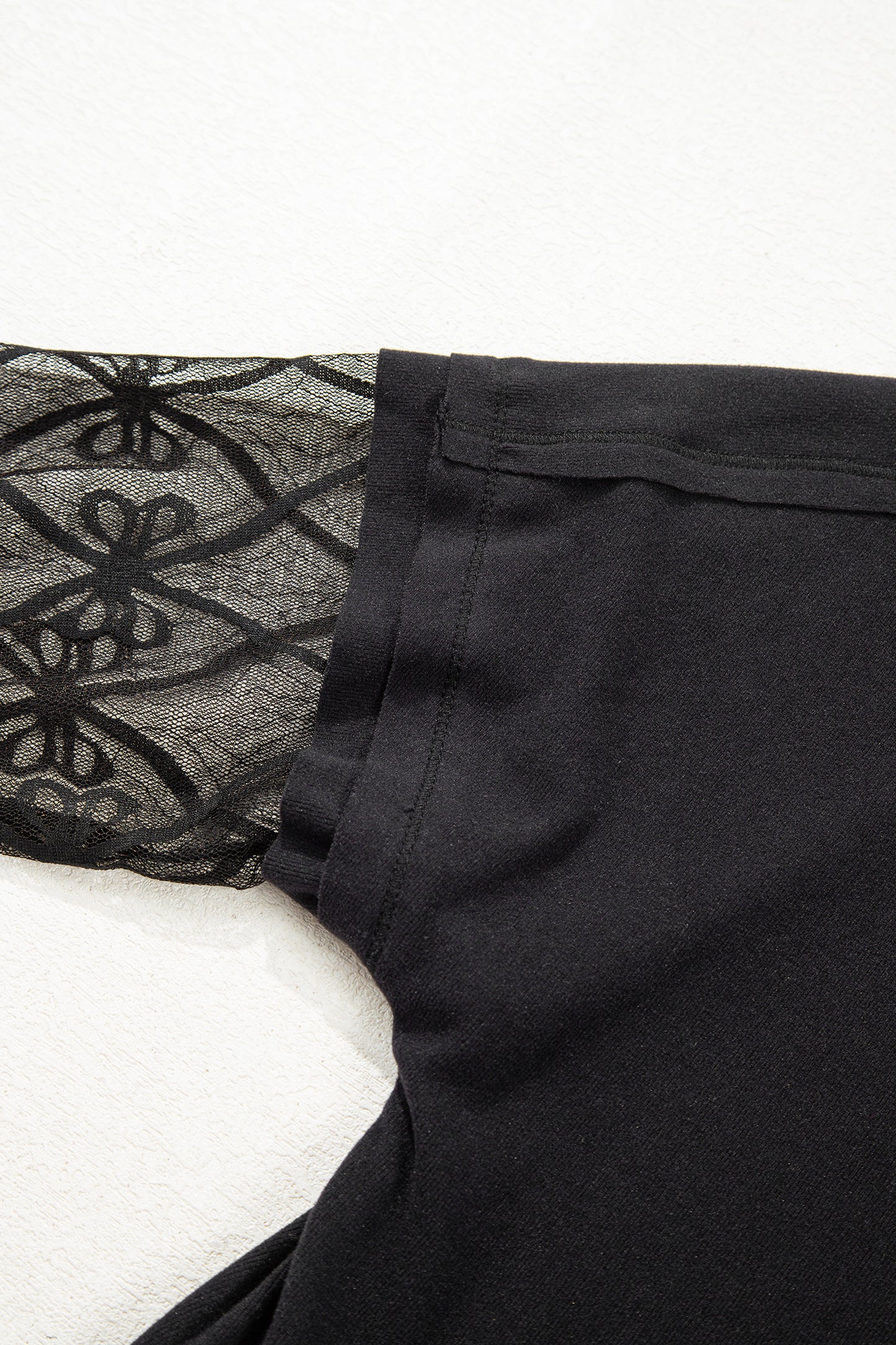 Bow Mesh Patchwork Long Sleeve Tee