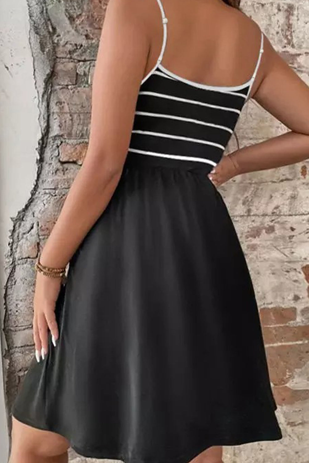 Stripe Colorblock Sleeveless Belted Dress