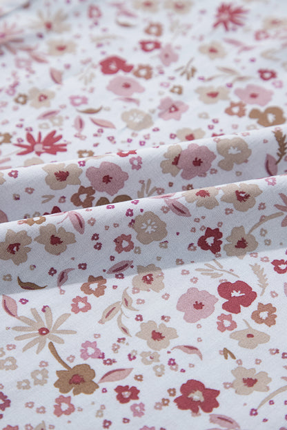 Floral Smocked Short Sleeve Wide Leg Jumpsuit