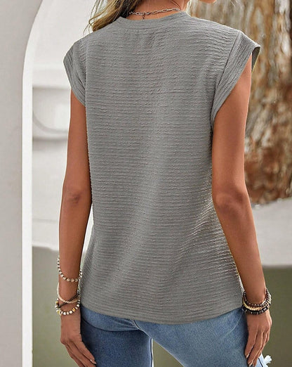 Textured Batwing Sleeve Crewneck T-Shirt