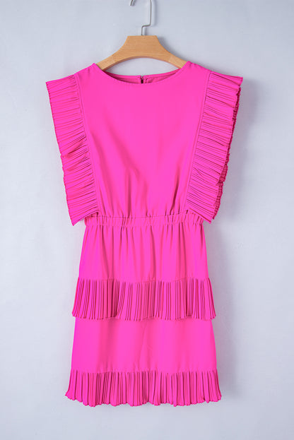 Pleated Layered Ruffle Mini Dress