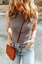 Ribbed Crewneck Sleeveless Sweater Top