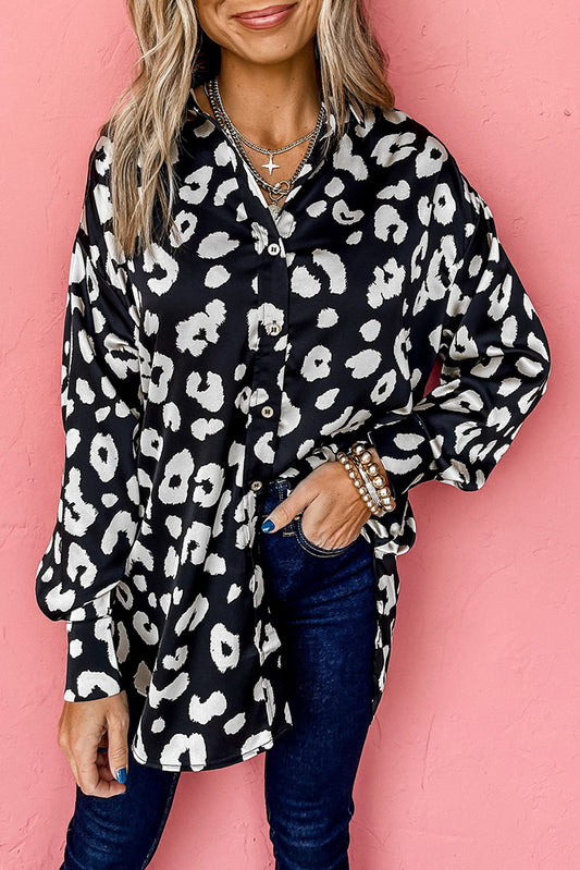 Leopard Buttoned Long Sleeve Shirt