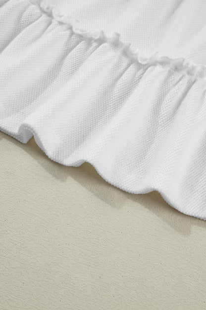 Solid Frilled Ruffle Tiered Tank Top