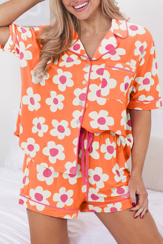 Floral Shirt and Shorts Pajama Set