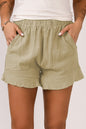 Ruffle Pocketed High Waist Shorts