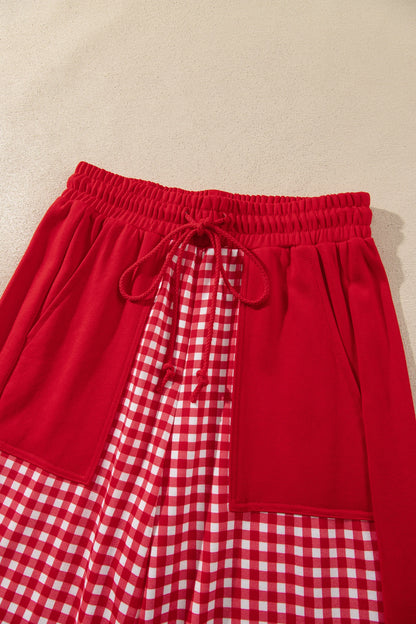 Gingham Patchwork Long Sleeve Top & Pant Set
