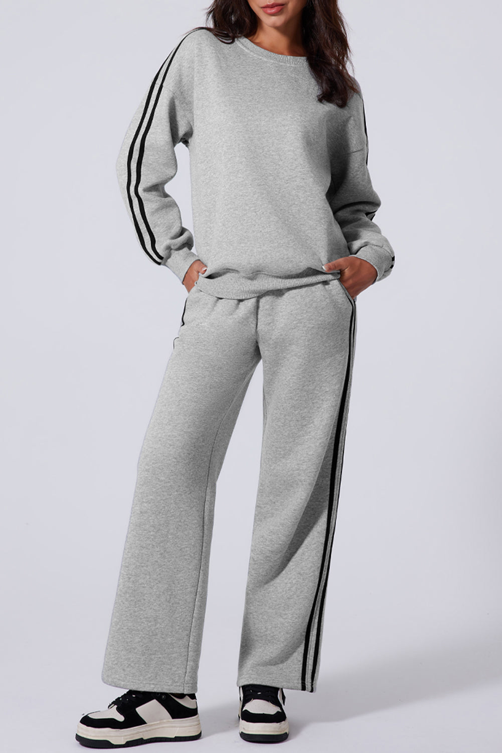 Side Stripe Sweatshirt and Pant Set