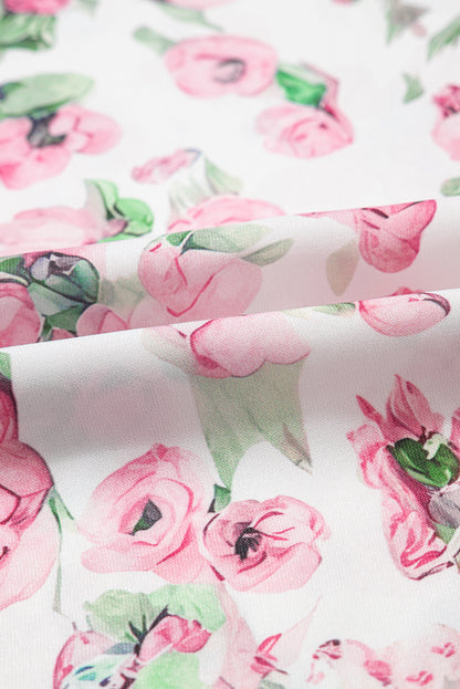 Plus Size Floral Tied V-Neck Mini Dress