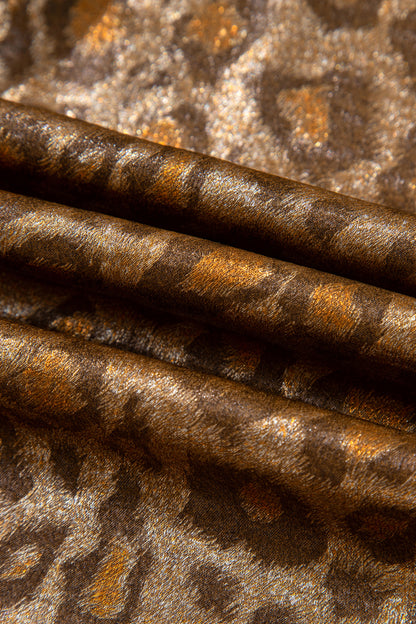 Leopard Metallic Short Sleeve Buttoned Shirt