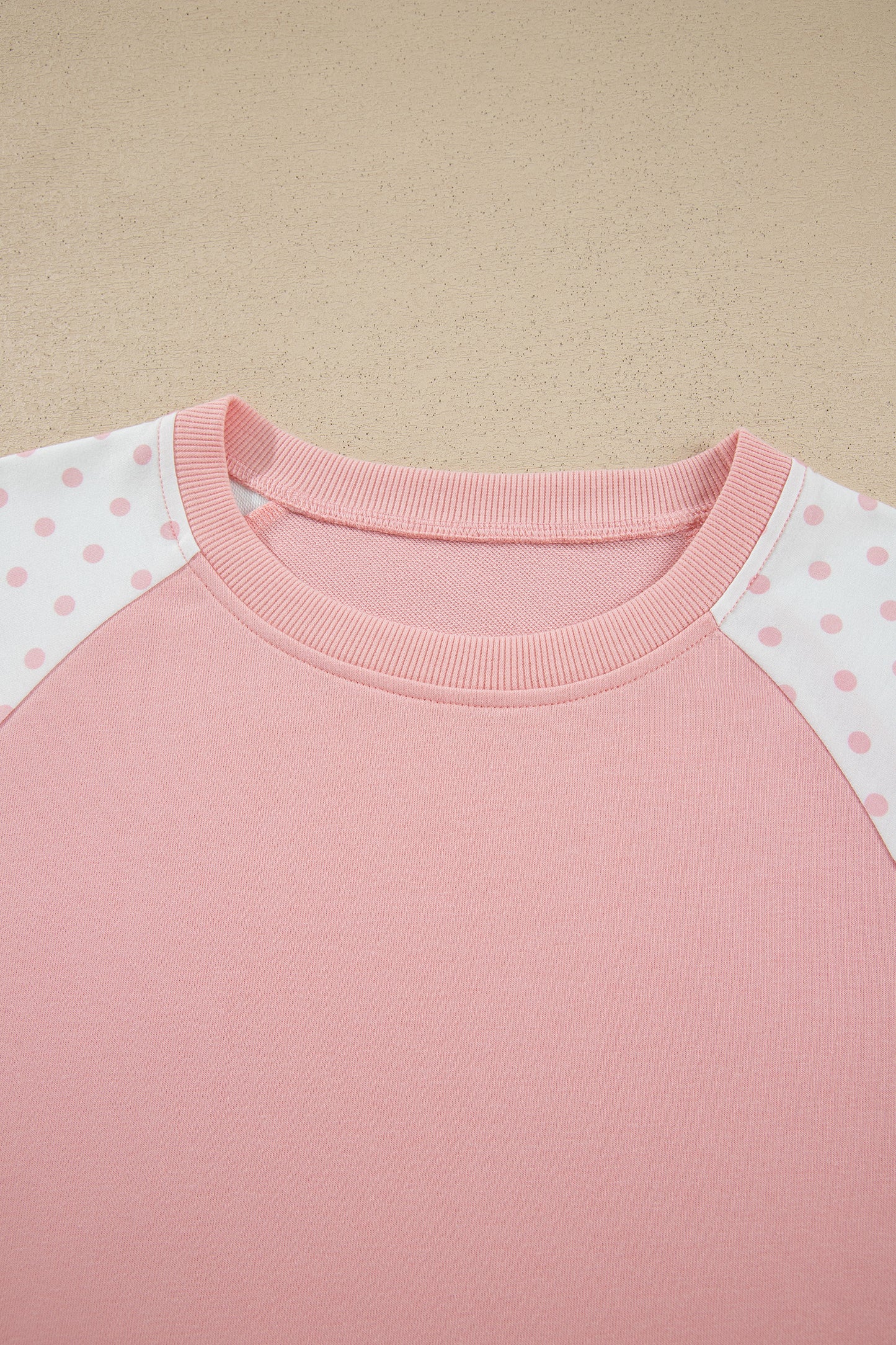 Polka Dot Patchwork Crop Sweatshirt & Pants Set