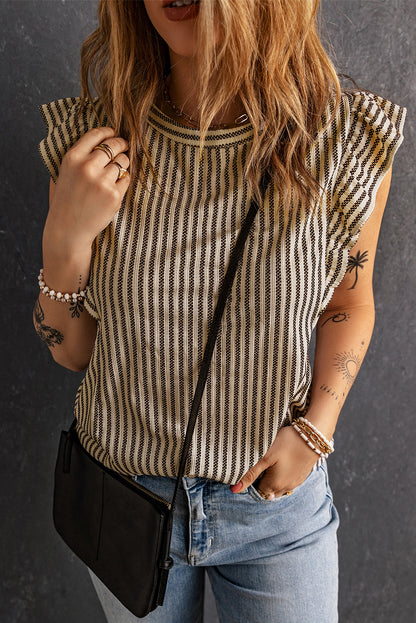 Stripe Flutter Sleeve Tank Top