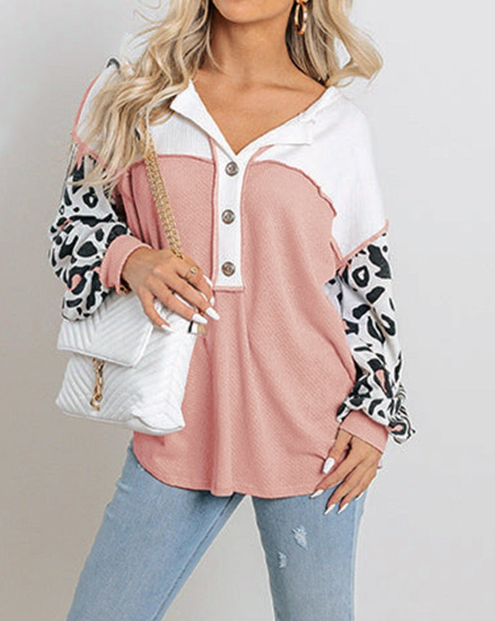 Leopard Colorblock Long Sleeve Top