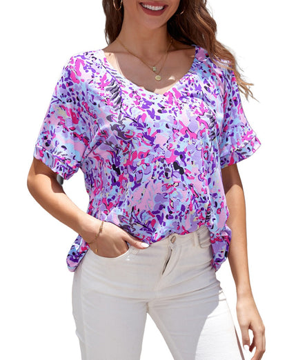 Abstract Floral Short Sleeve Tee