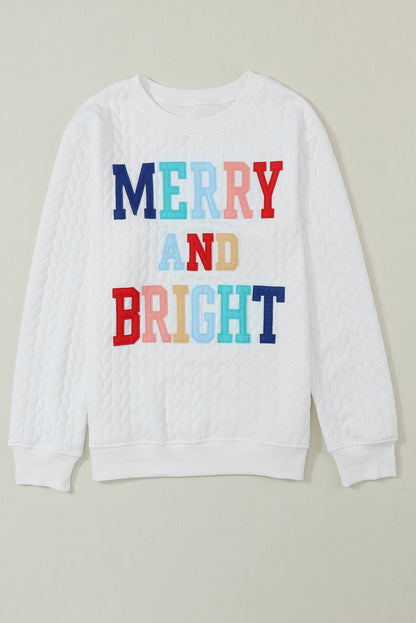 Embroidered Patch Cable Knit Pullover Sweatshirt