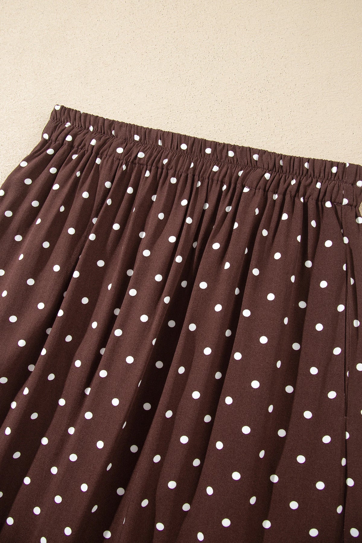 Polka Dot Lace Hem Midi Skirt