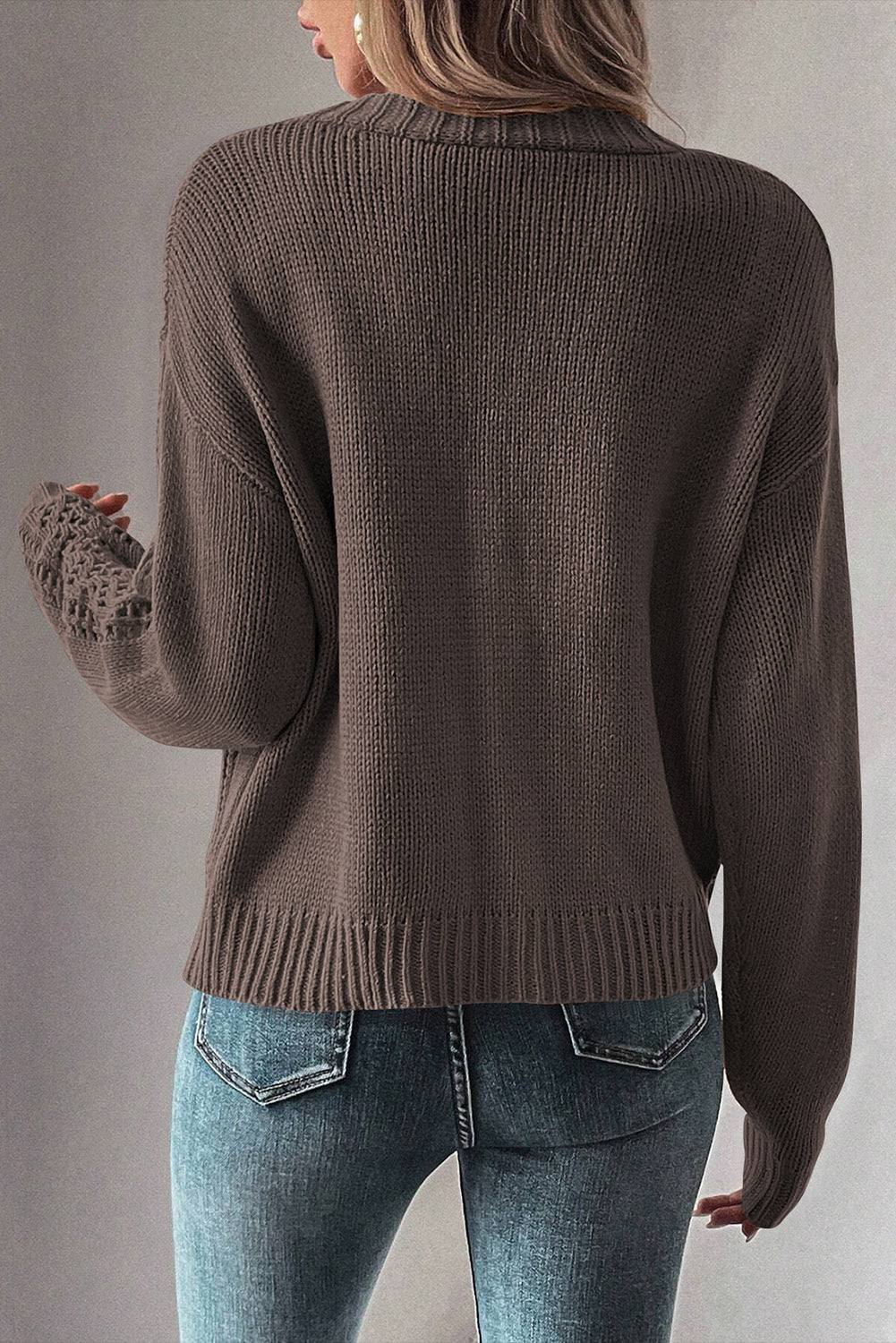 Hollowed Knit Buttoned Sweater Cardigan