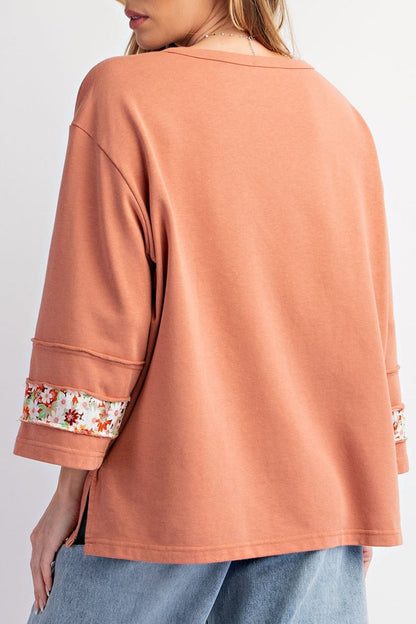 Floral Patchwork Reverse Seam Top