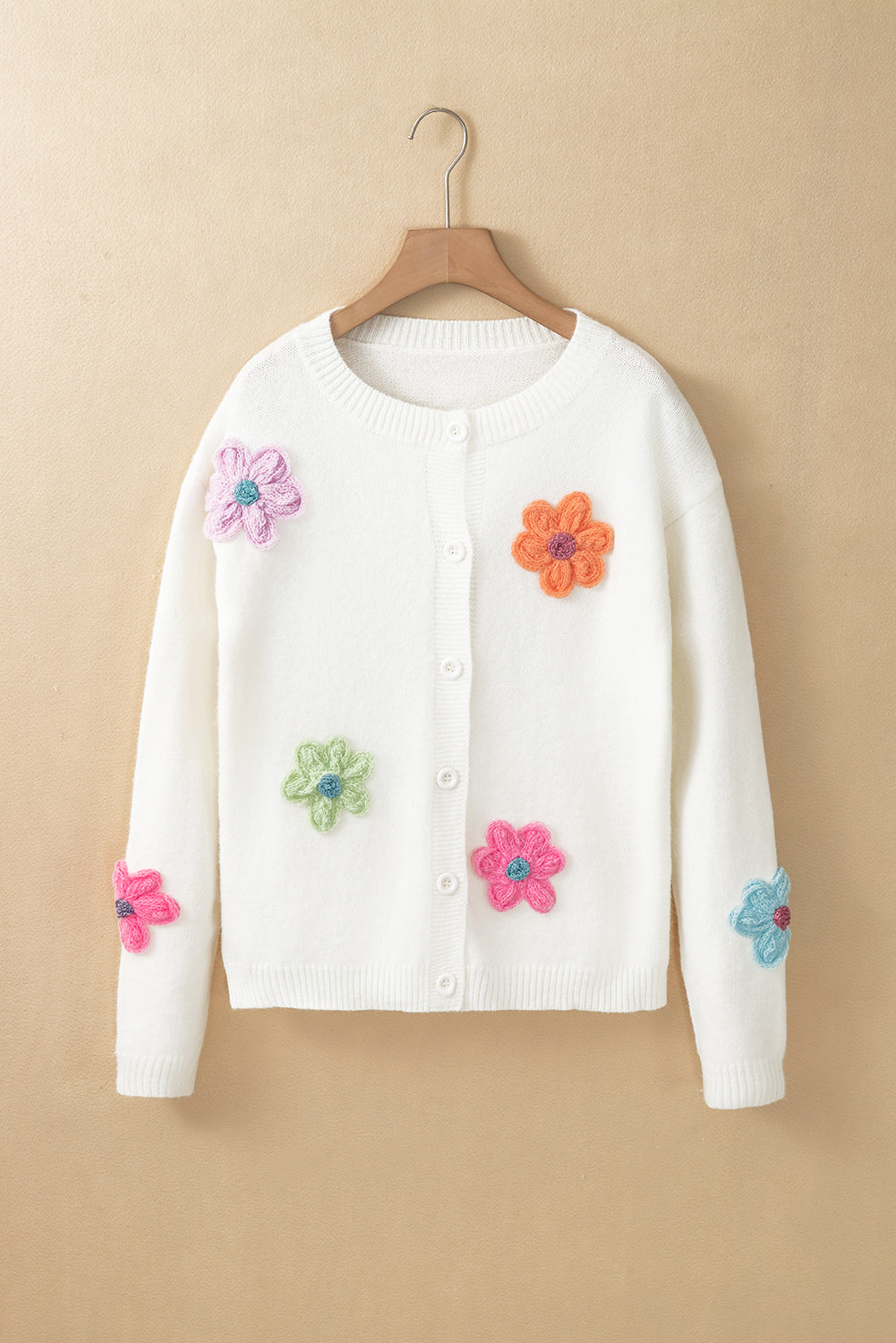 Floral Knit Button Up Cardigan