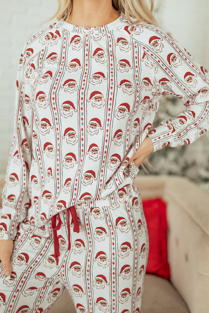 Christmas Stripe Contrast Drawstring Lounge Set