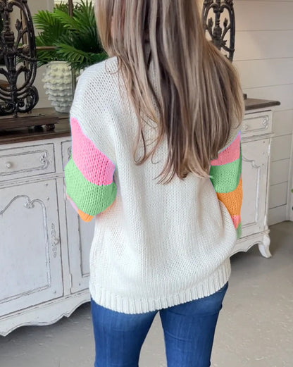 Floral Colorblock Long Sleeve Sweater