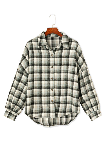 Plaid Collared Long Sleeve Jacket