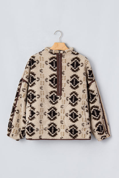 Western Geometric Fleece Half Zip Sweatshirt