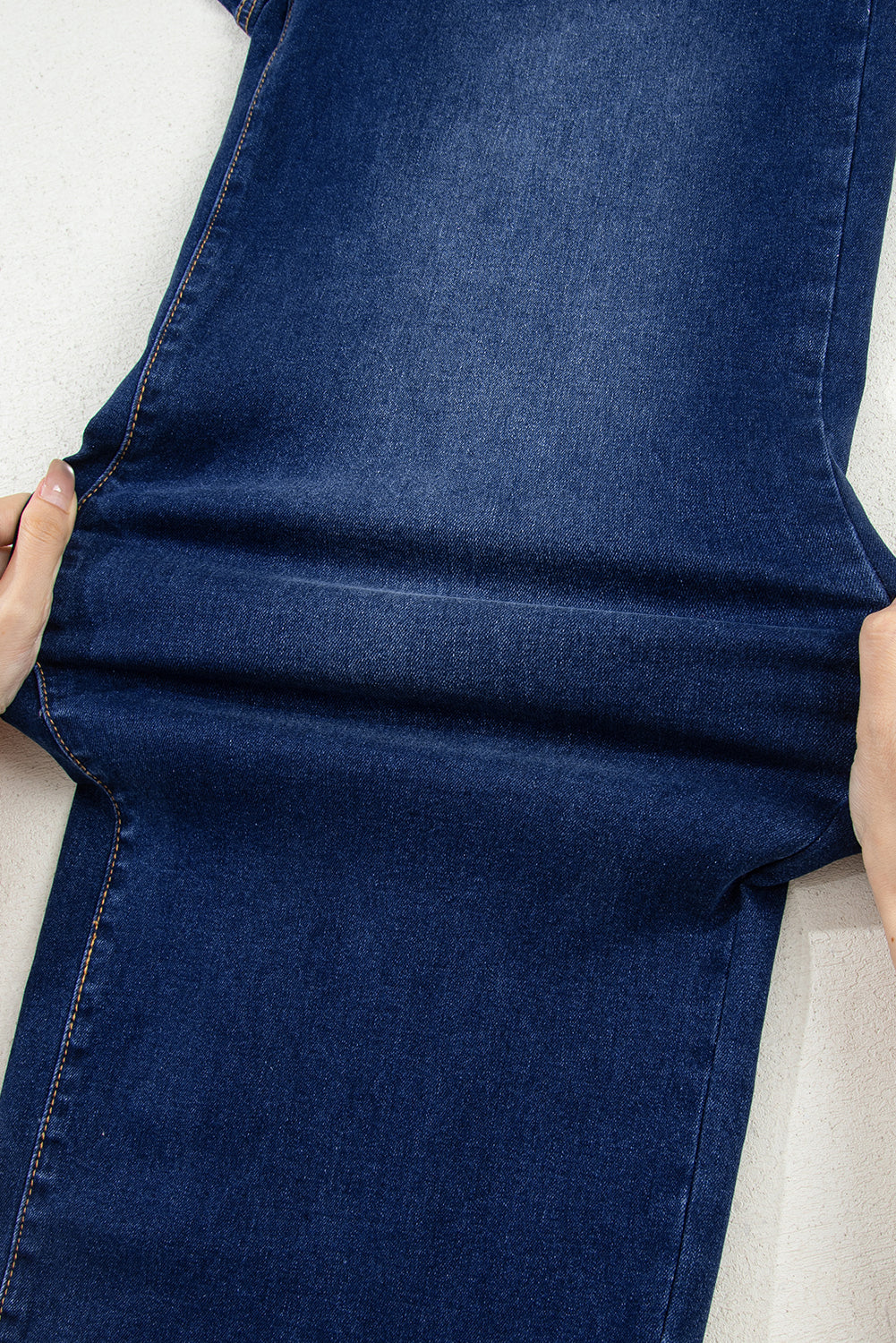 Denim High Waist Patch Pocket Straight Leg Jeans