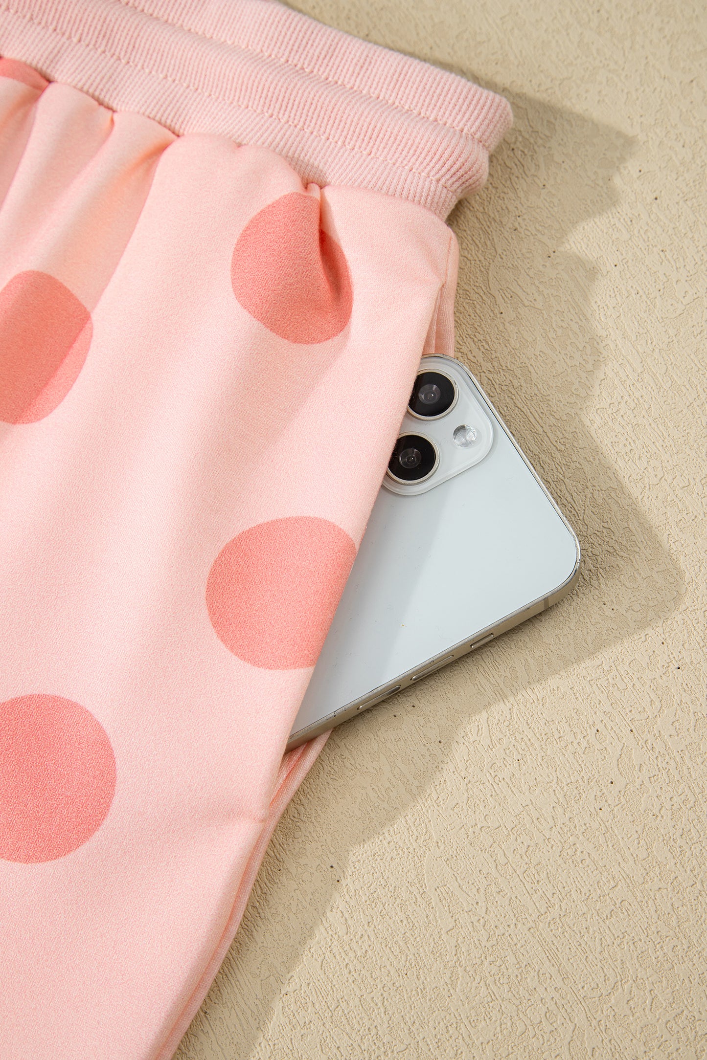 Polka Dot Pullover and Drawstring Shorts Set