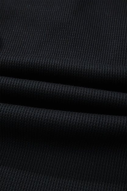 Denim Waffle Knit Contrast Trim Polo Dress